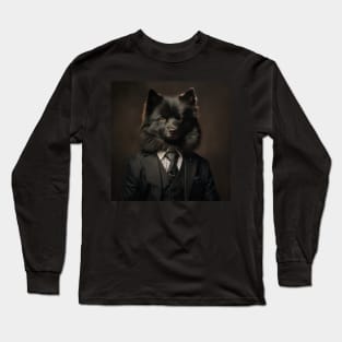 Schipperke Dog in Suit Long Sleeve T-Shirt